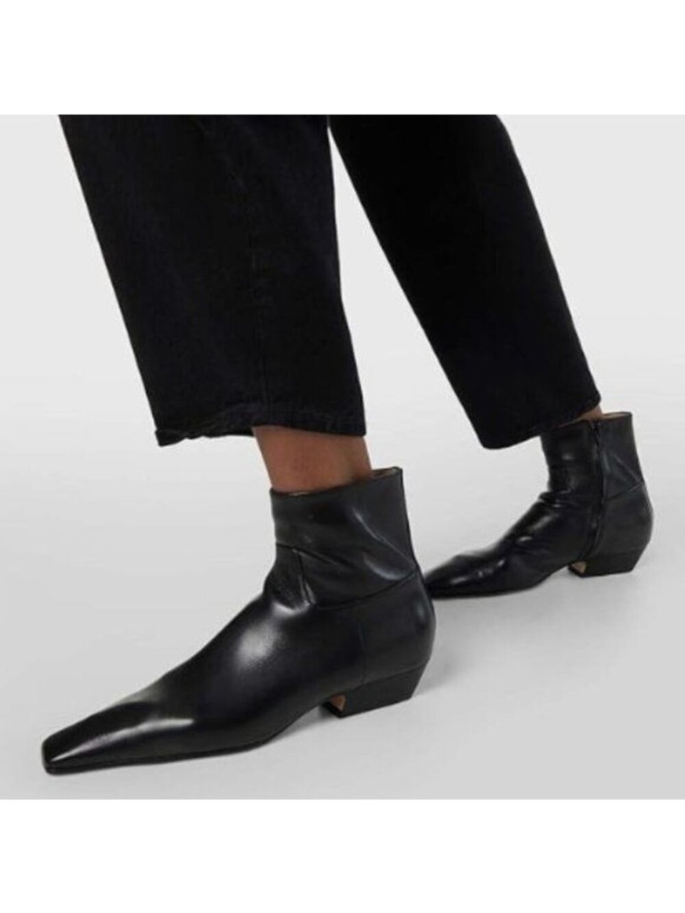miss left Women's Square Closed Toe Low Chunky Heel Ankle Booties Flat Black